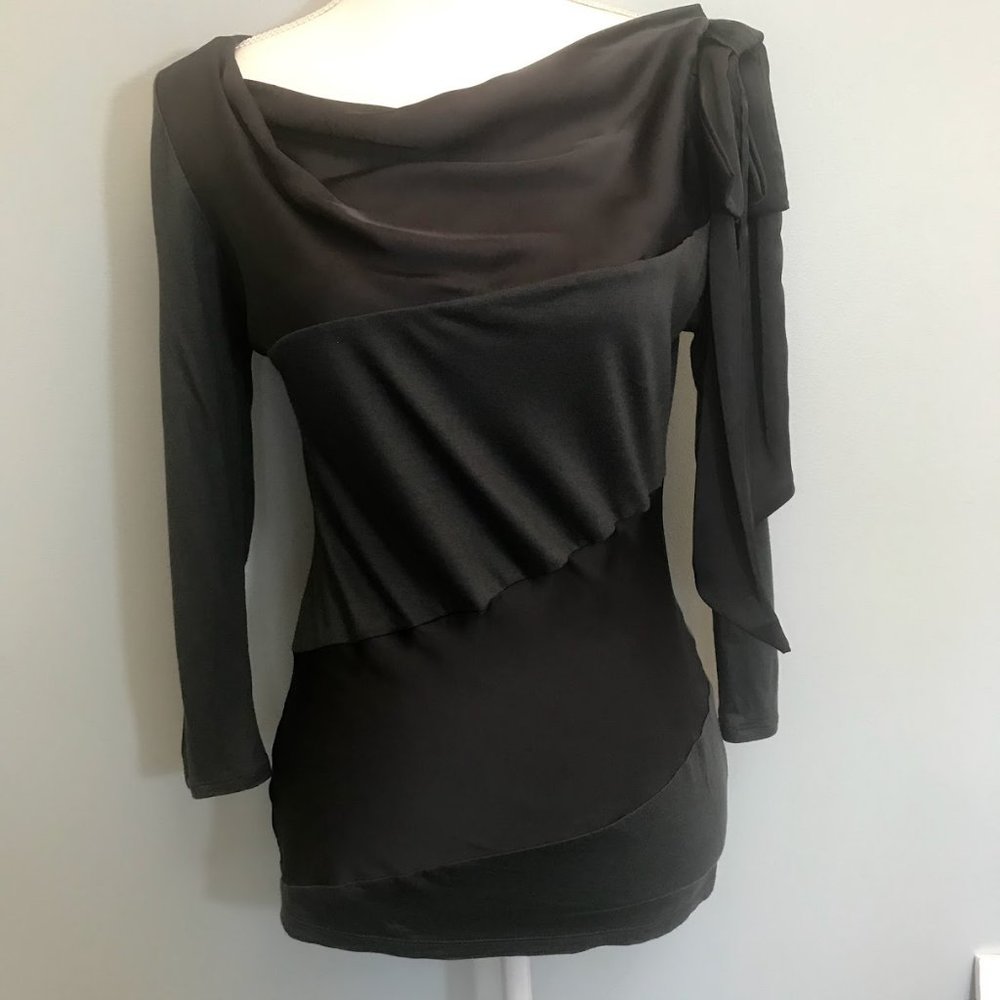 Ann Taylor Dark Grey/Black Long Sleeve Top SIZE S